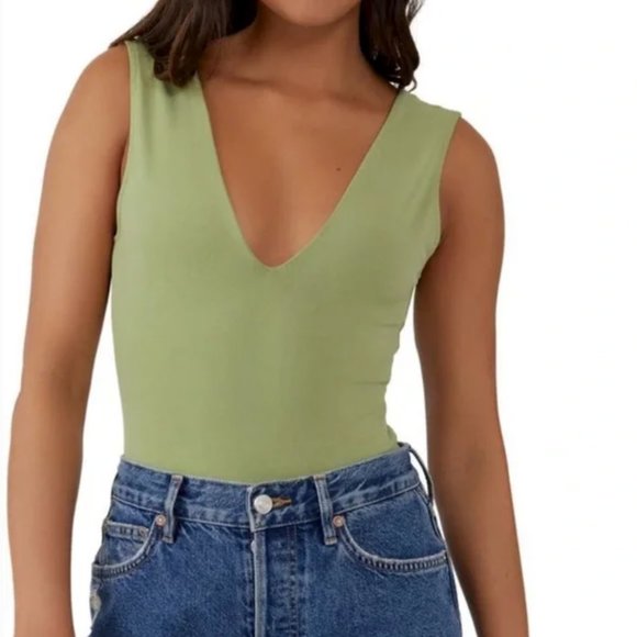 NWT Free People | Keep It Sleek Bodysuit in Oasis Green Size L - Picture 1 of 6